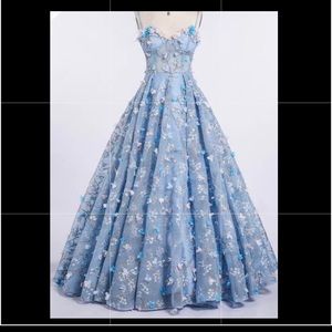 Handmade blue lace prom dress. Size 20W.